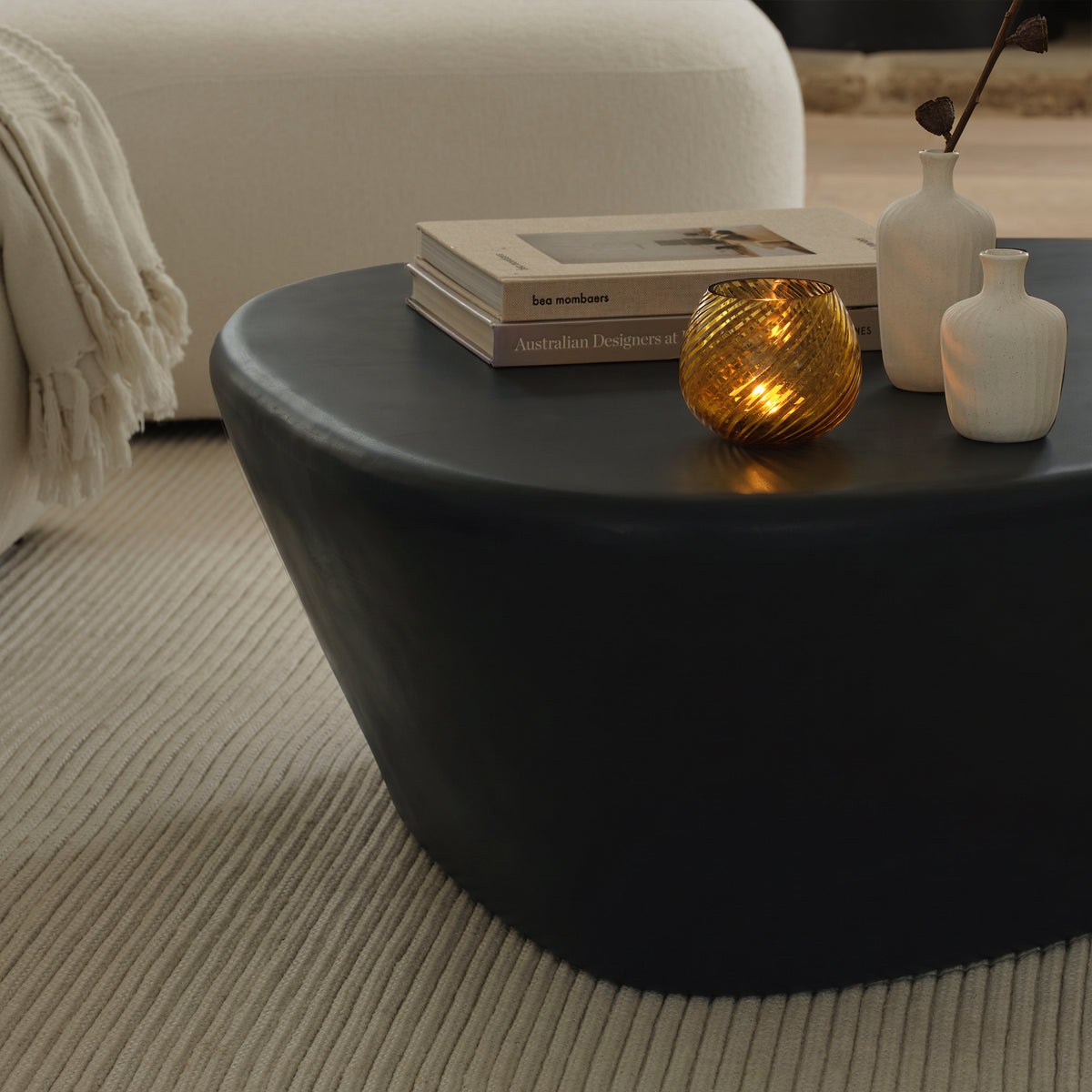 Alder 107cm Jet Black Mango Wood Freeform Coffee Table