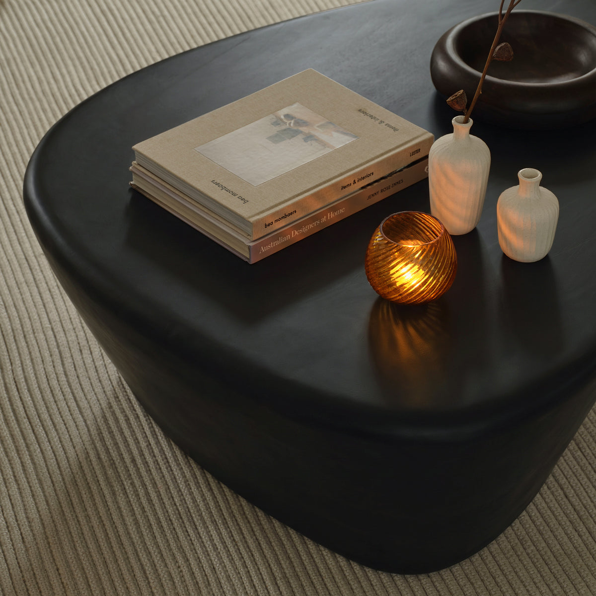 Alder 107cm Jet Black Mango Wood Freeform Coffee Table