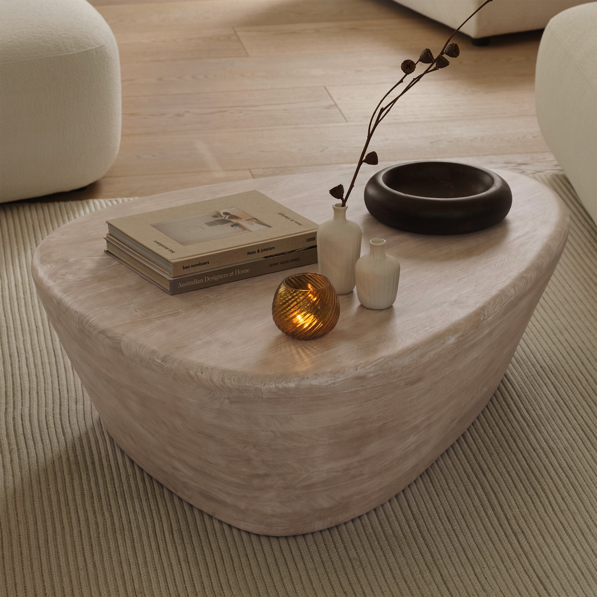 Alder 107cm Limewash Freeform Coffee Table - Laura James 