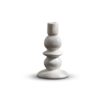 Alder 18cm Ceramic Candlestick Set of 2 - Off White - Laura James 
