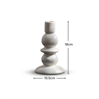 Alder 18cm Ceramic Candlestick Set of 2 - Off White - Laura James 