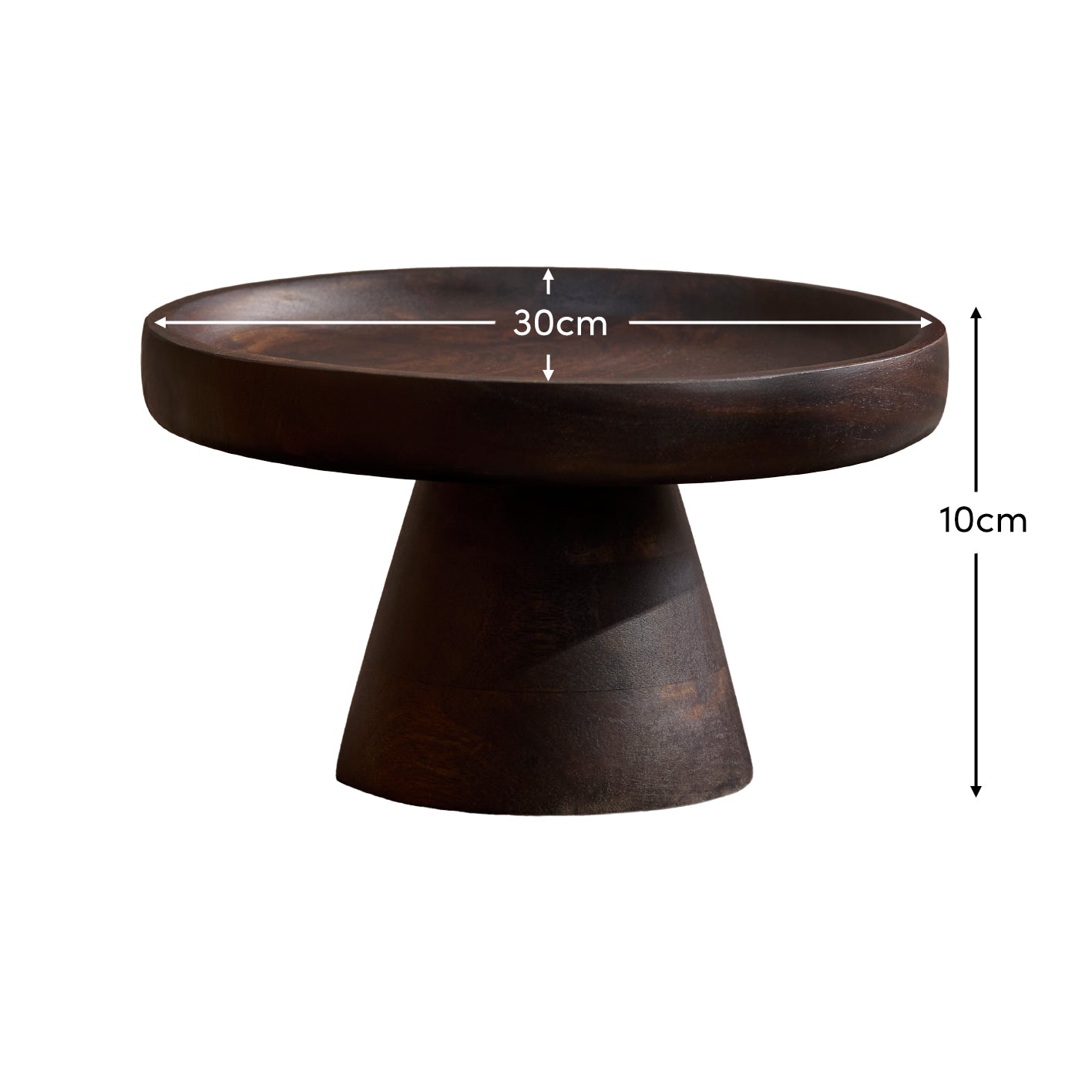 Alder 30cm Wooden Cake Stand - Coffee Brown Mango Wood