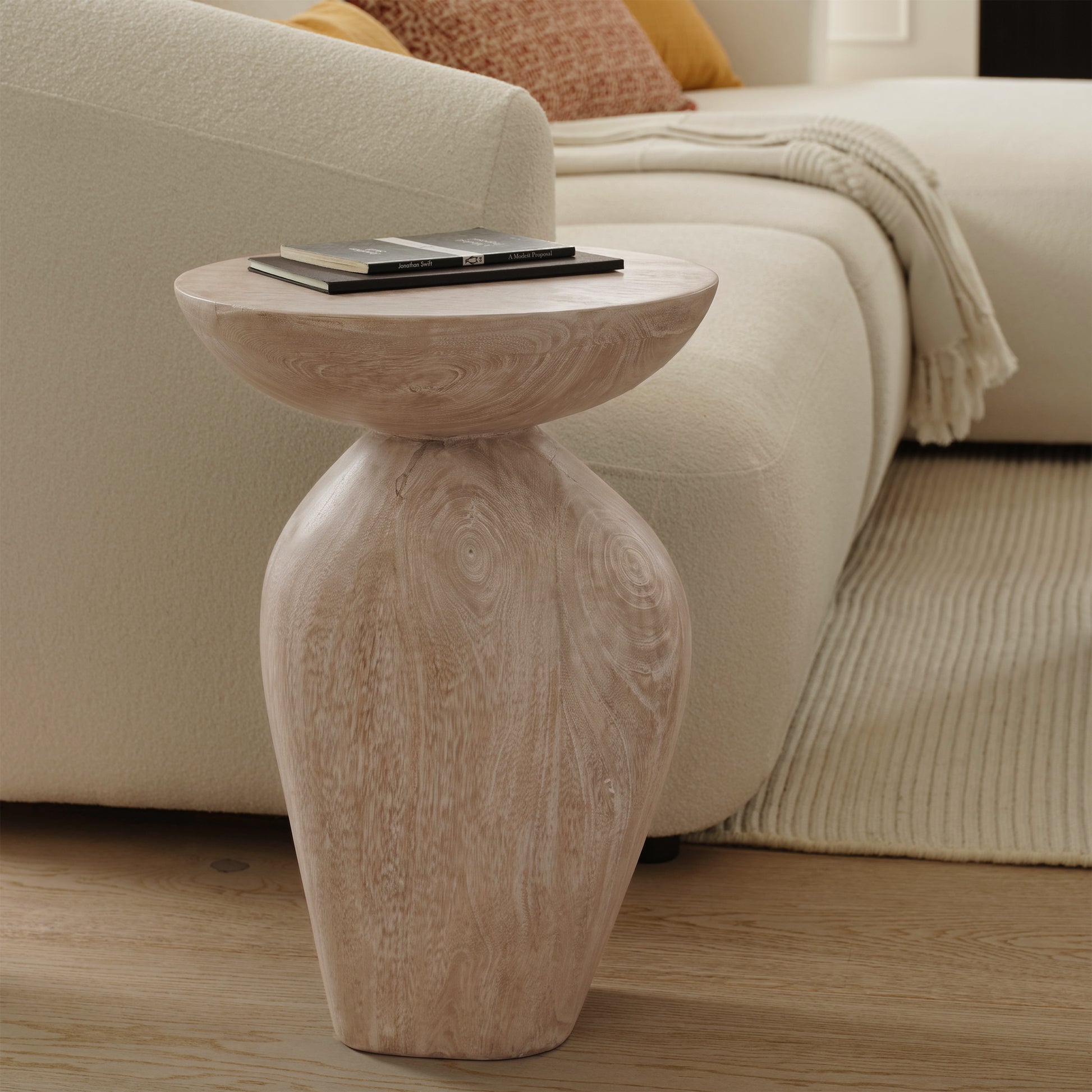 Alder 35cm Limewash Side Table - Laura James 