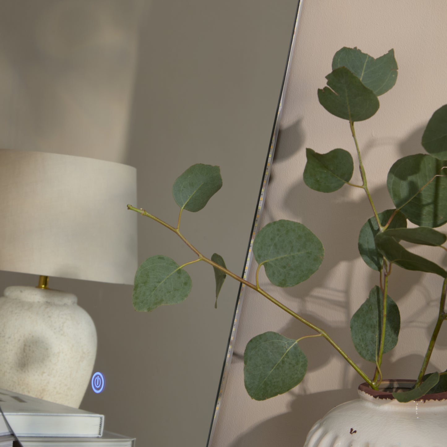 Alder 86x52cm Glass LED Pebble Mirror - Frameless