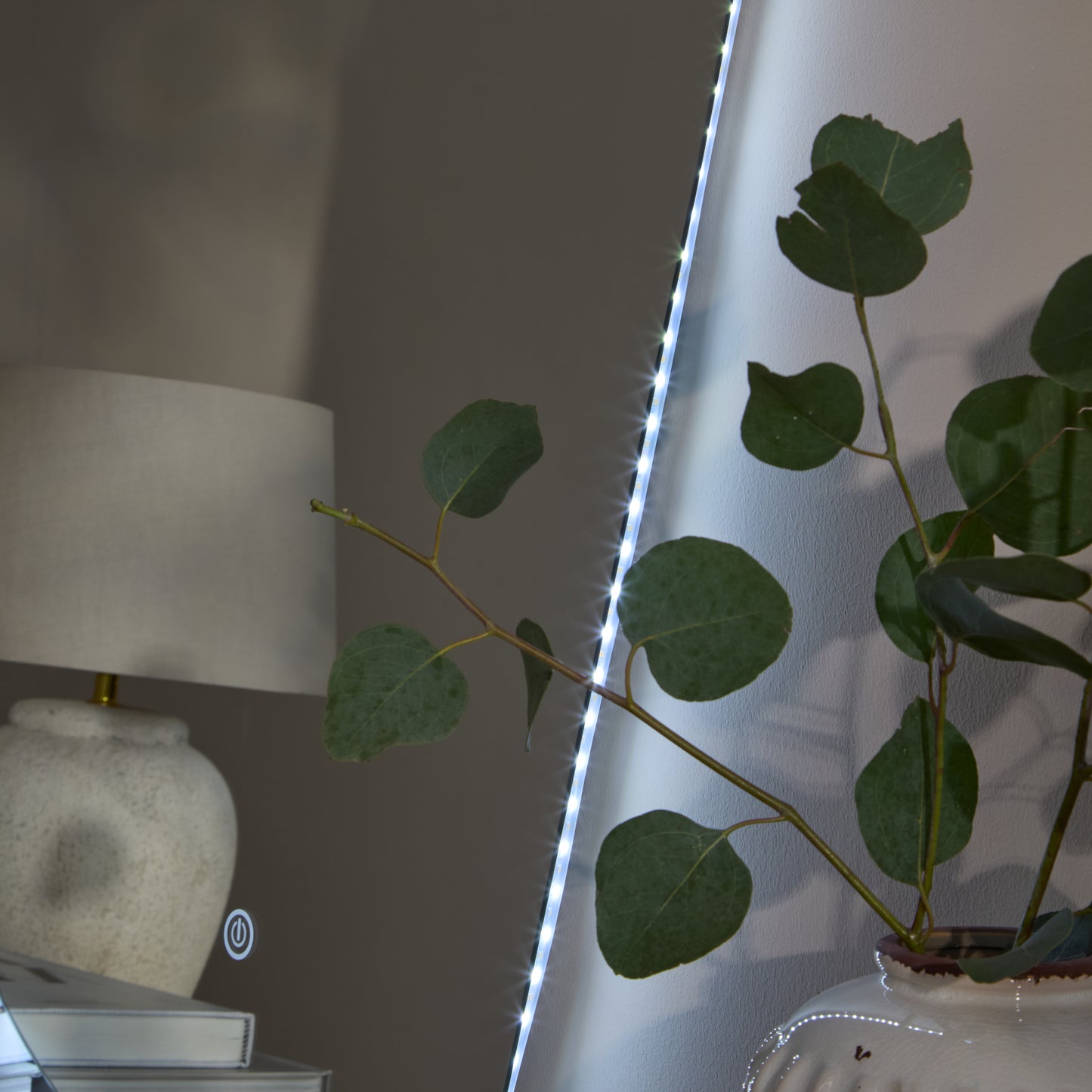 Alder 86x52cm Glass LED Pebble Mirror - Frameless