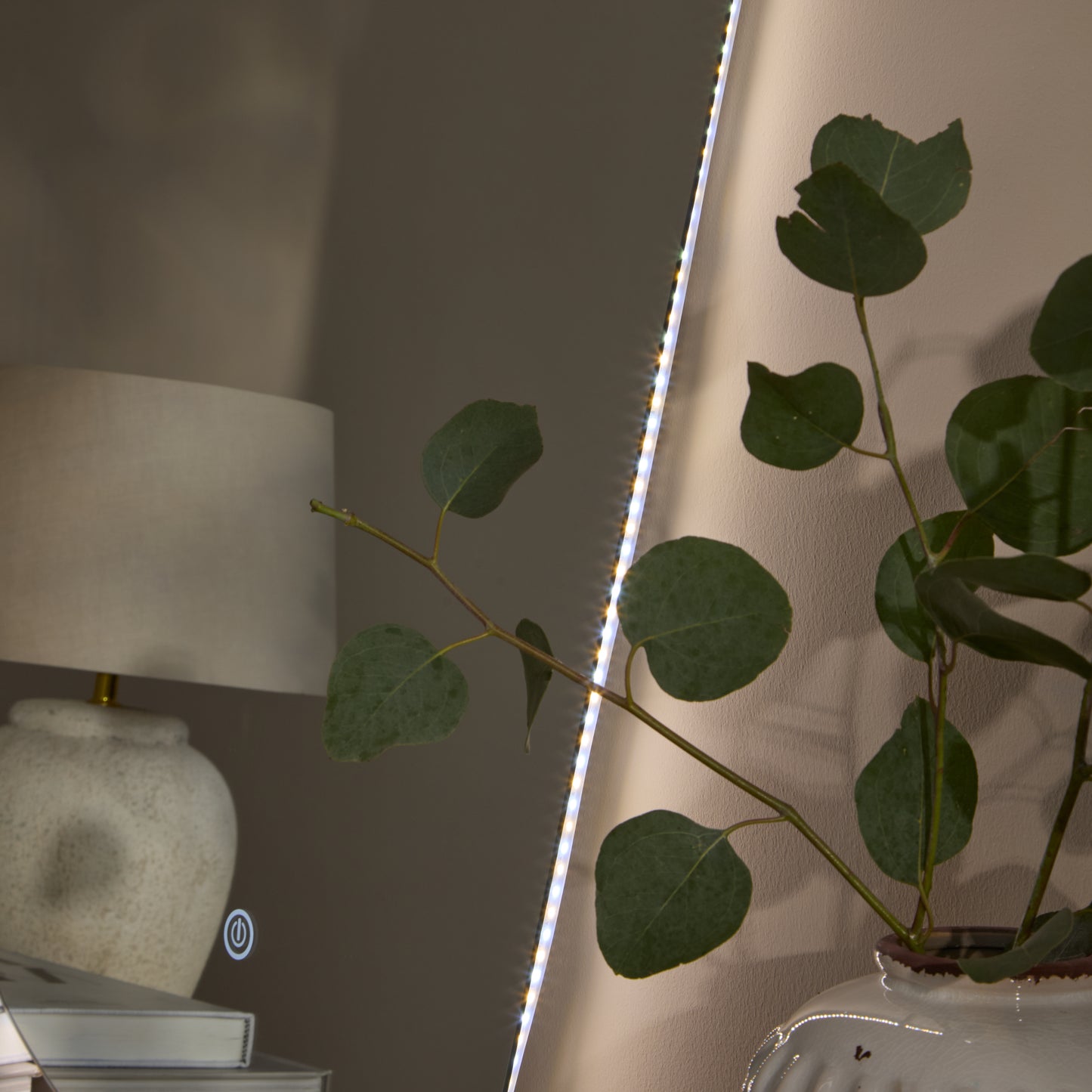 Alder 86x52cm Glass LED Pebble Mirror - Frameless