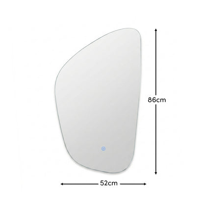 Alder 86x52cm Glass LED Pebble Mirror - Frameless - Laura James