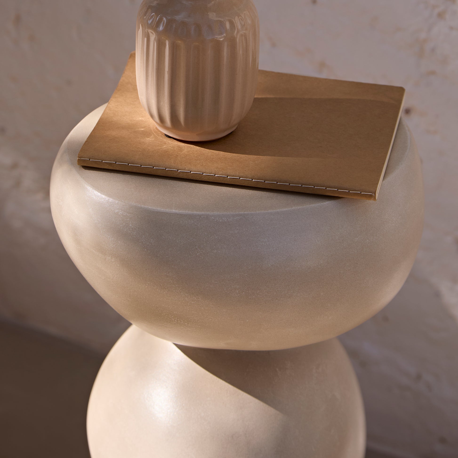 Alder Small Concrete Garden Side Table - Sand - Laura James