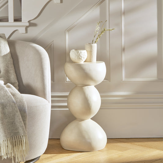 Alder Concrete Round Side Table - Sand - Laura James