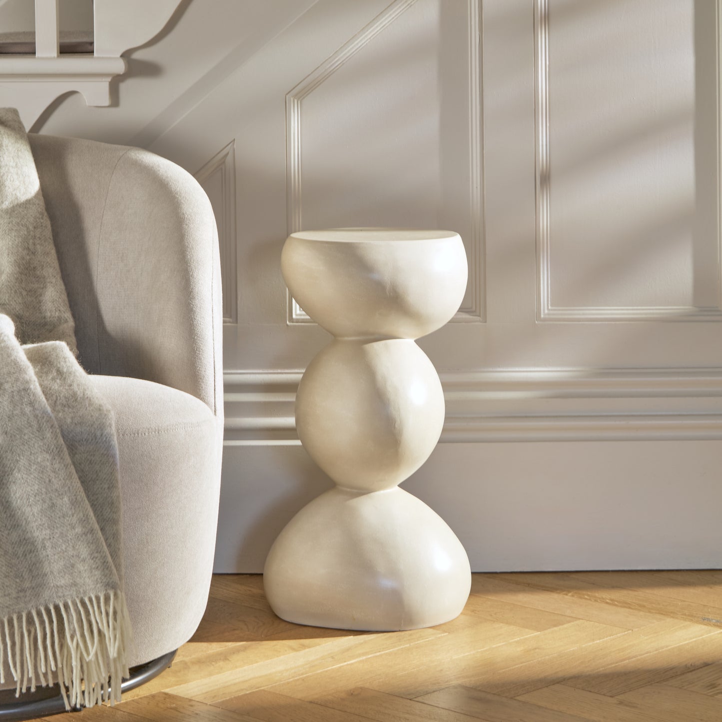 Alder Concrete Round Side Table - Sand - Laura James