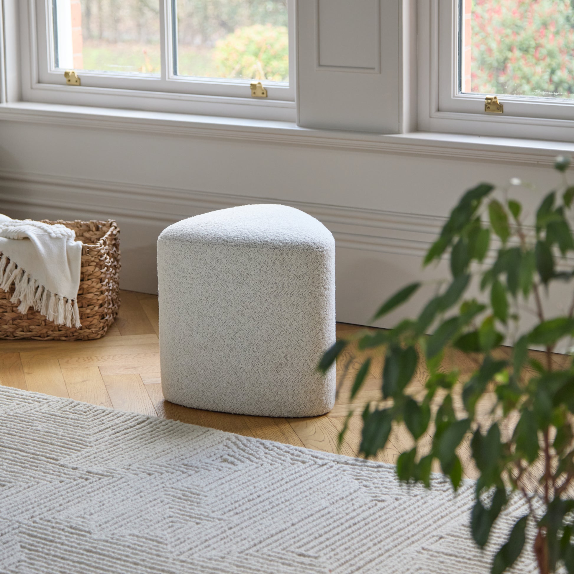 Alder Footstool - Oat Boucle - Laura James