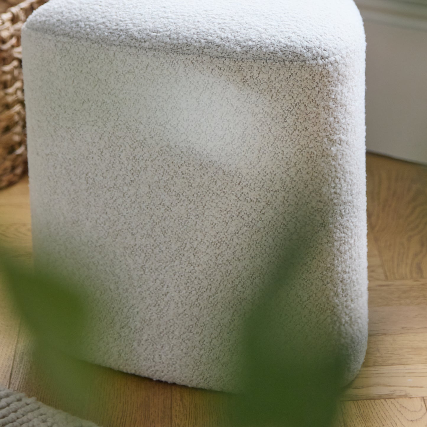 Alder Footstool - Oat Boucle - Laura James