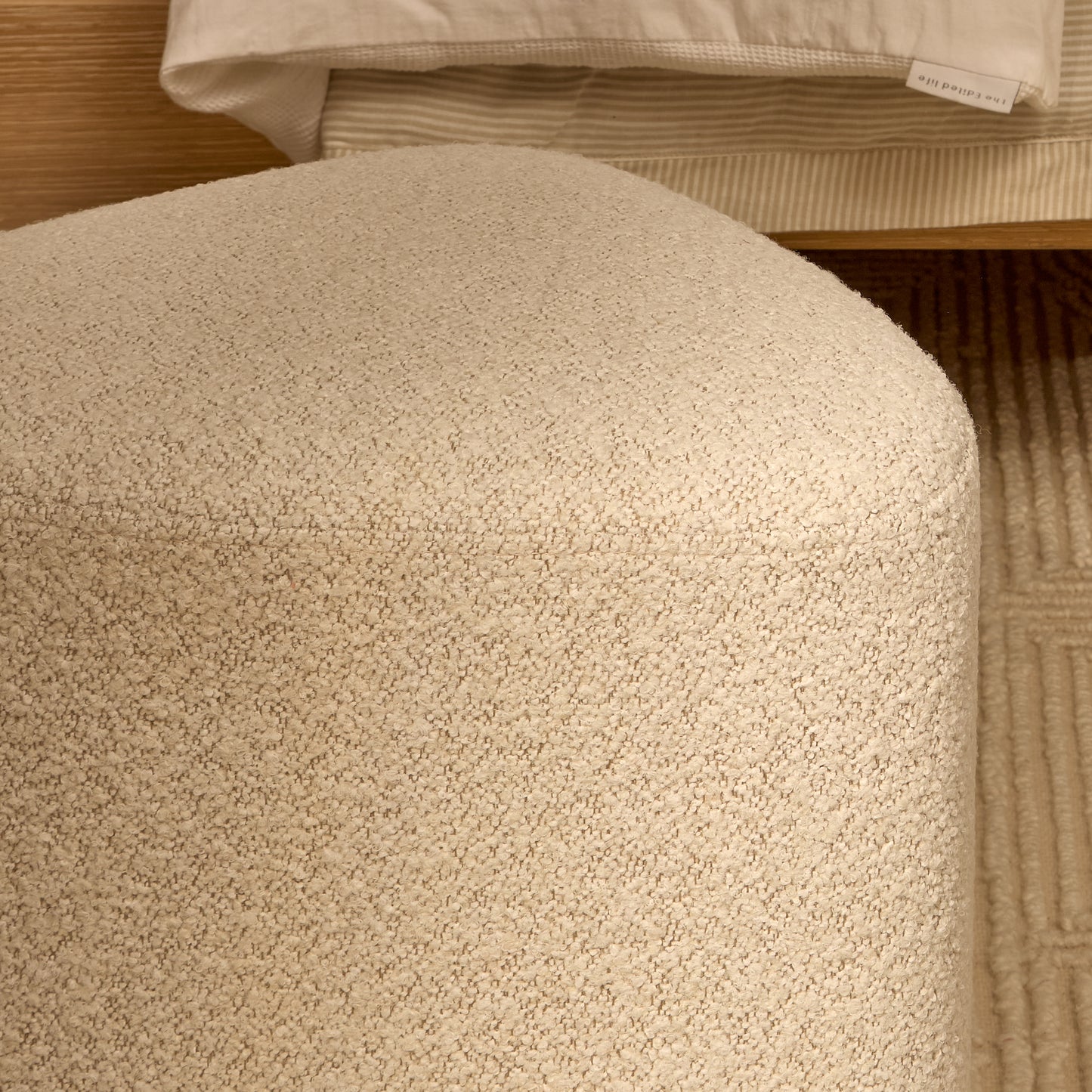 Alder Footstool - Oat Boucle - Laura James