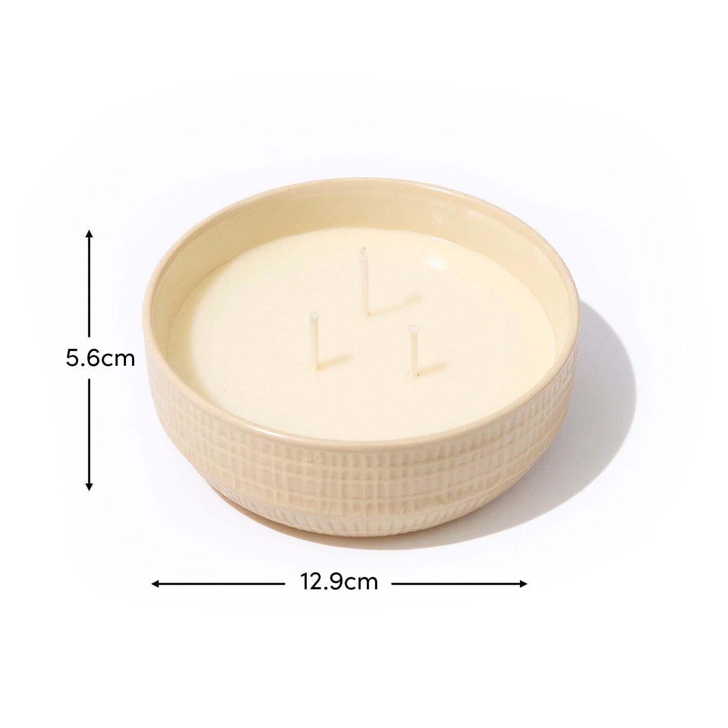 Alderney Three Wick 13cm Ceramic Candle - Oud Wood & Rose In Textured Clay - Laura James