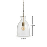 Aldsworth 37cm Glass Pendant Light - Gold with Clear Glass - Laura James