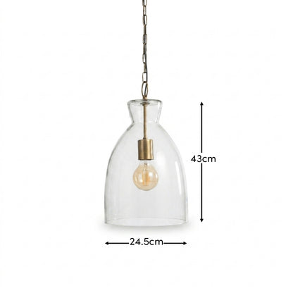 Aldsworth 37cm Glass Pendant Light - Gold with Clear Glass - Laura James