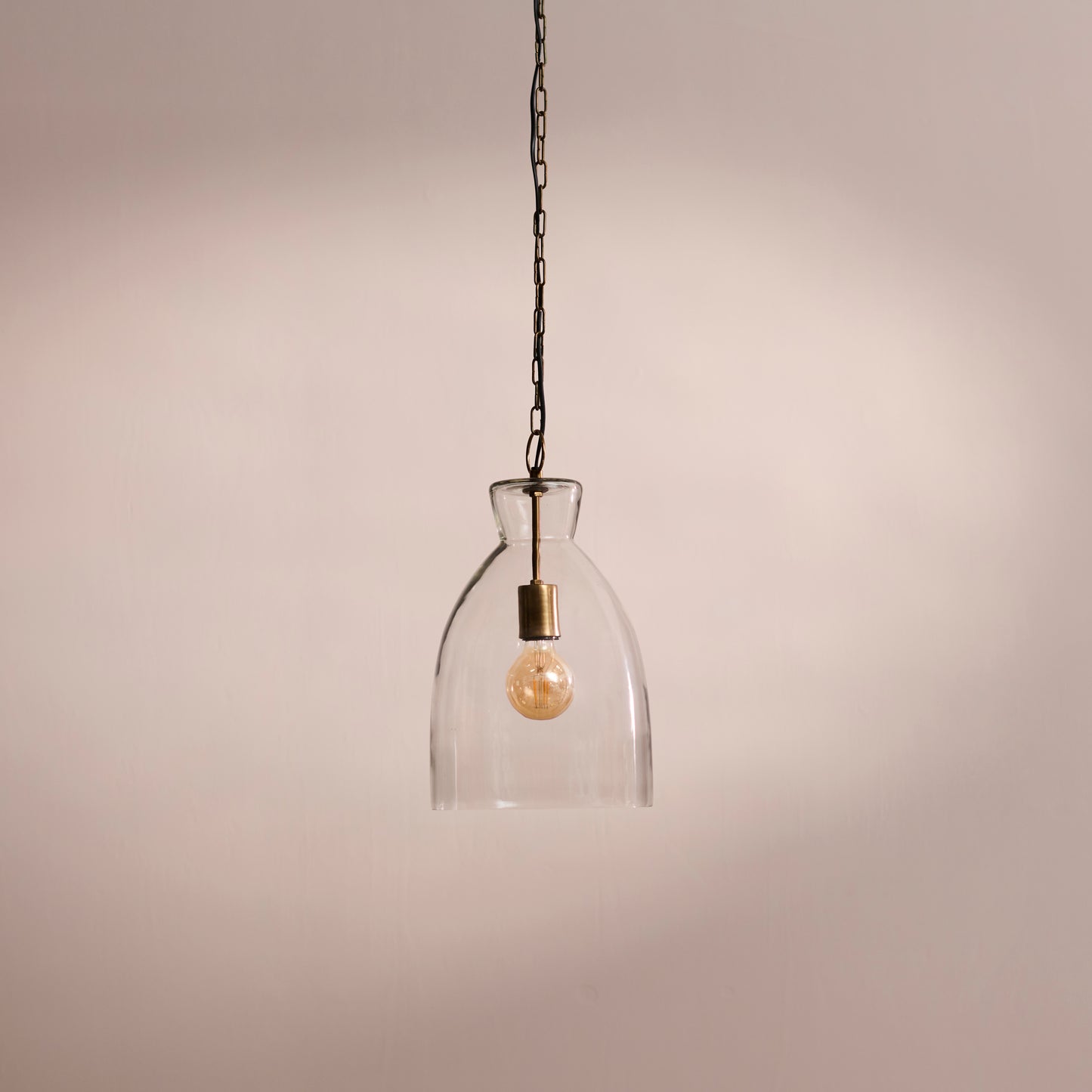 Aldsworth 37cm Glass Pendant Light - Gold with Clear Glass - Laura James