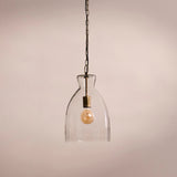 Aldsworth 37cm Glass Pendant Light - Gold with Clear Glass - Laura James