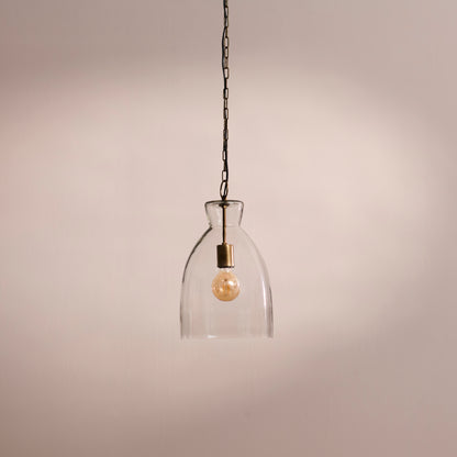 Aldsworth 37cm Glass Pendant Light - Gold with Clear Glass - Laura James