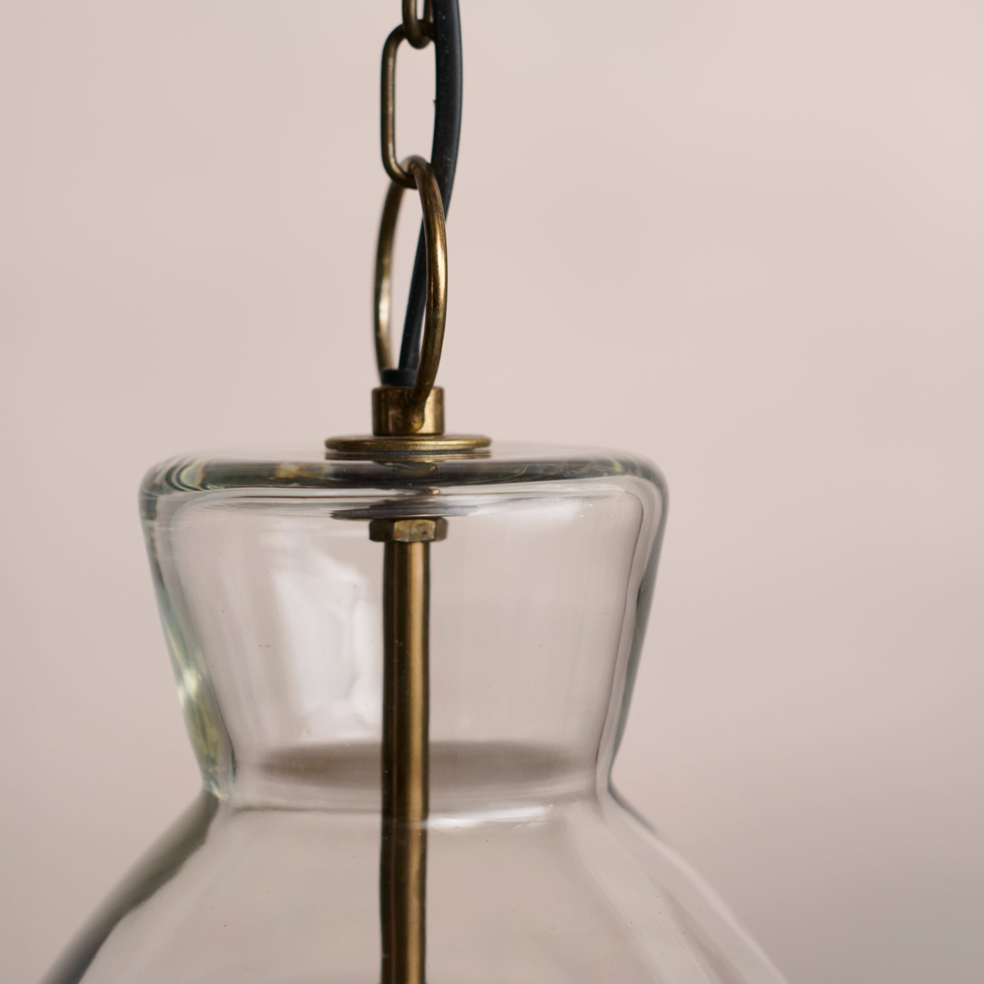 Aldsworth 37cm Glass Pendant Light - Gold with Clear Glass - Laura James