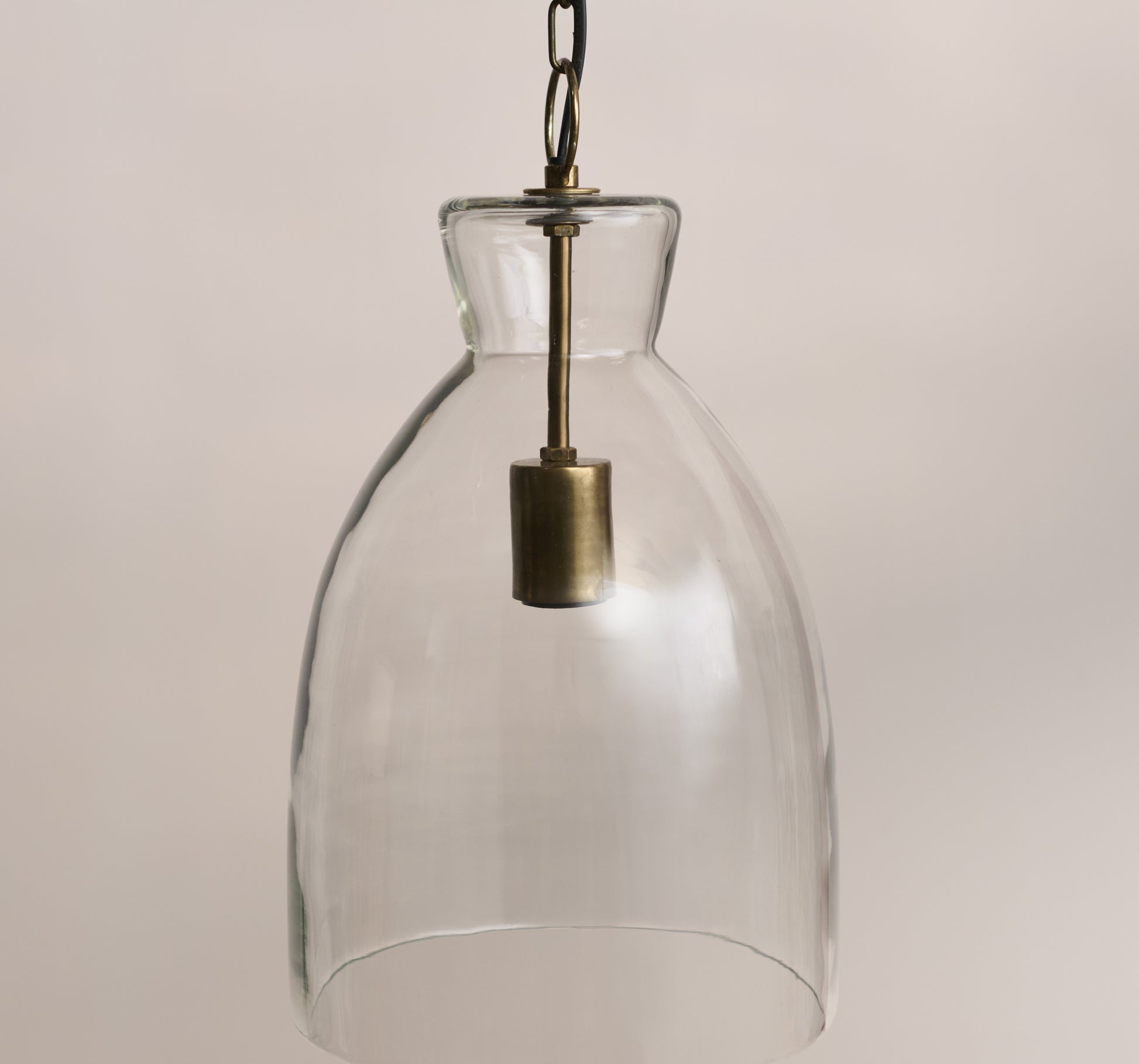 Aldsworth 37cm Glass Pendant Light - Gold with Clear Glass - Laura James