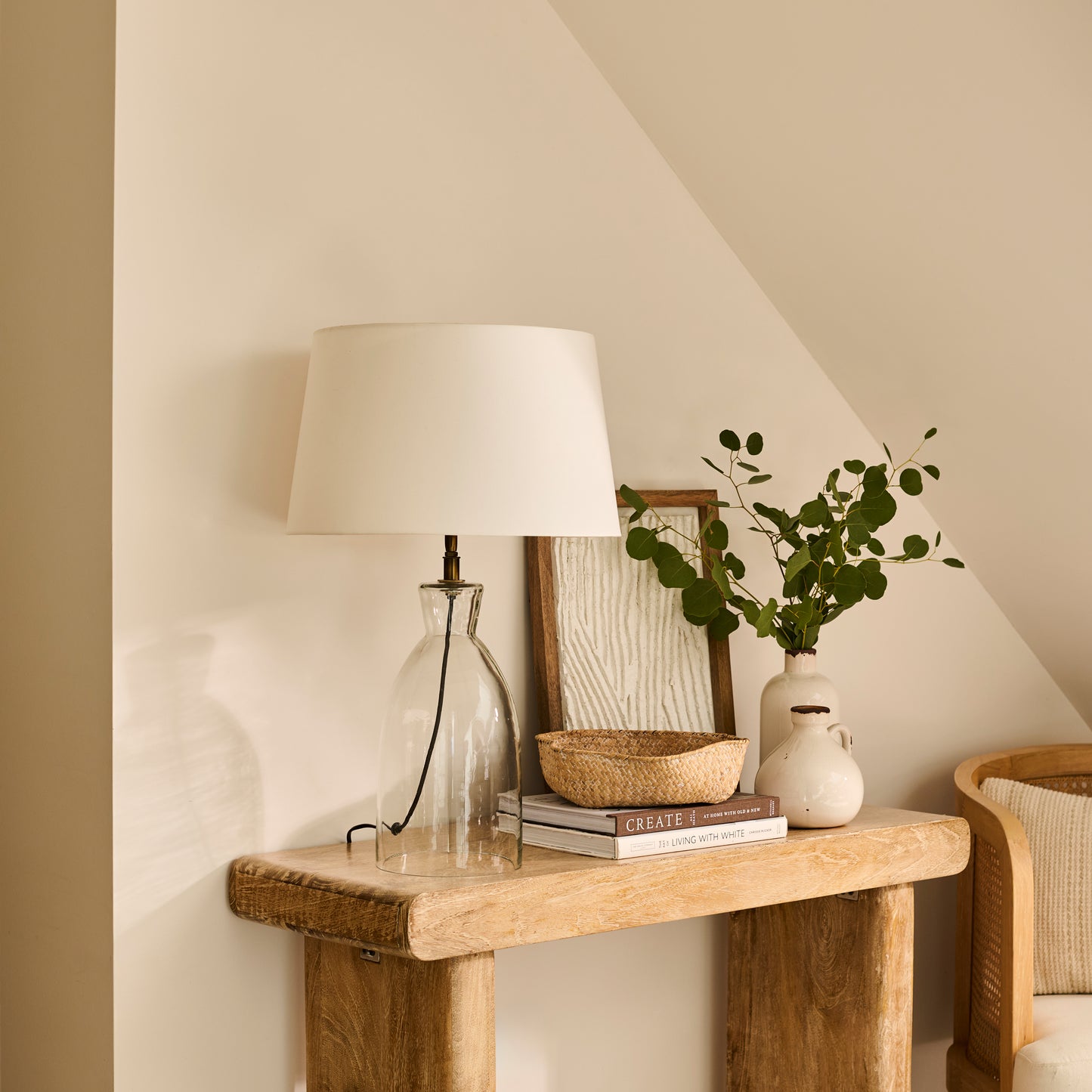 Aldsworth 35cm Table Lamp with Coningsby 40cm Cotton Lamp Shade - Snow White - Laura James