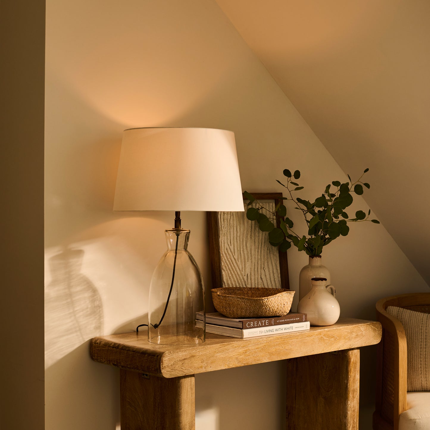 Aldsworth 35cm Table Lamp with Coningsby 40cm Cotton Lamp Shade - Snow White - Laura James
