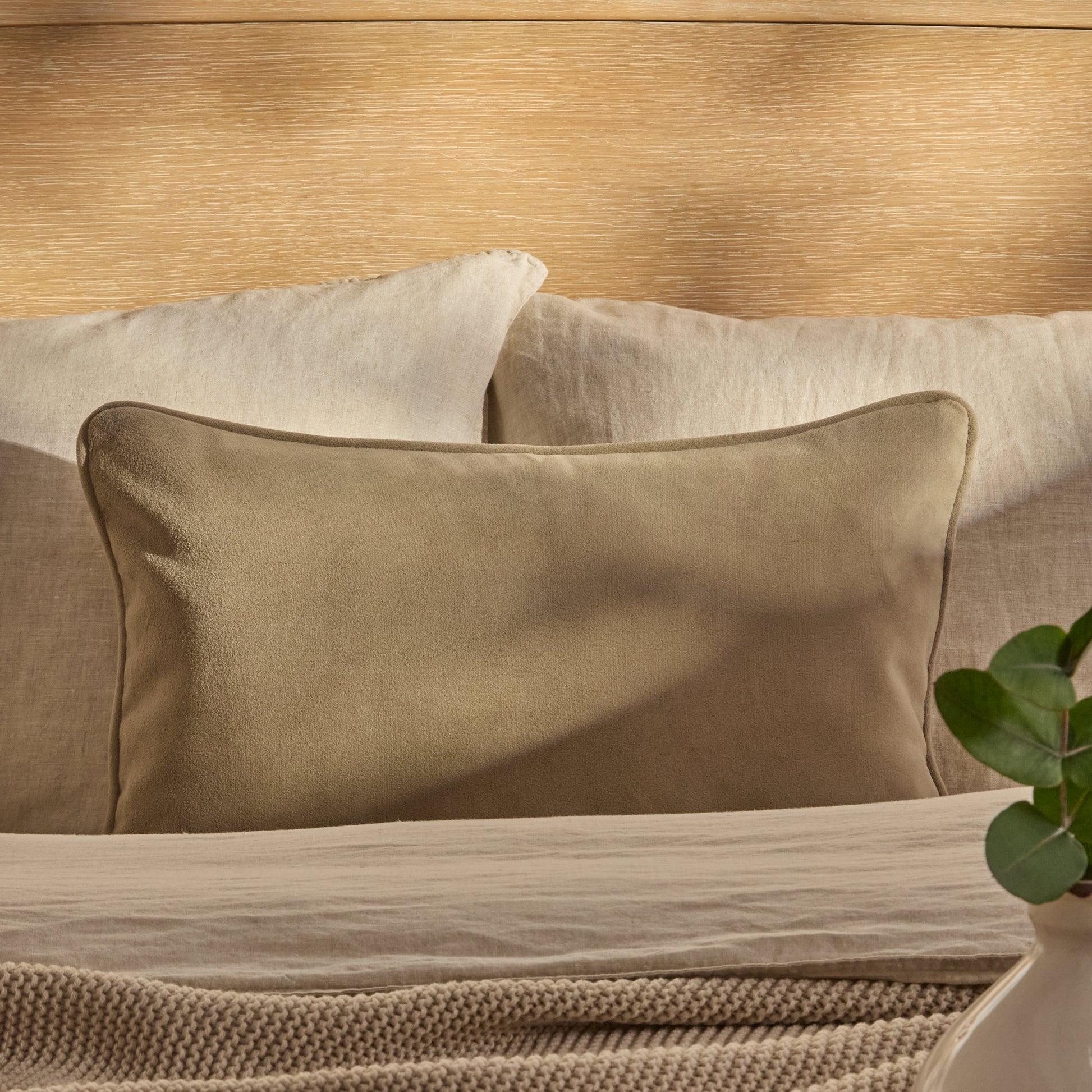 Alford 35x55cm Velvet Piped Edge Scatter Cushion Cover - Driftwood - Laura James