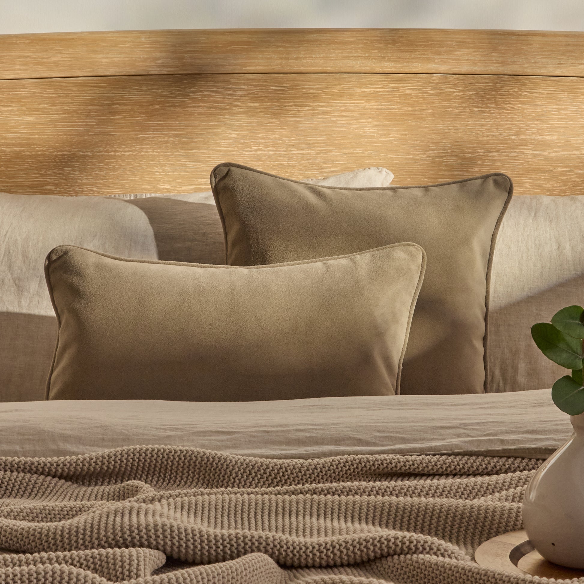 Alford 35x55cm Velvet Piped Edge Scatter Cushion Cover - Driftwood - Laura James