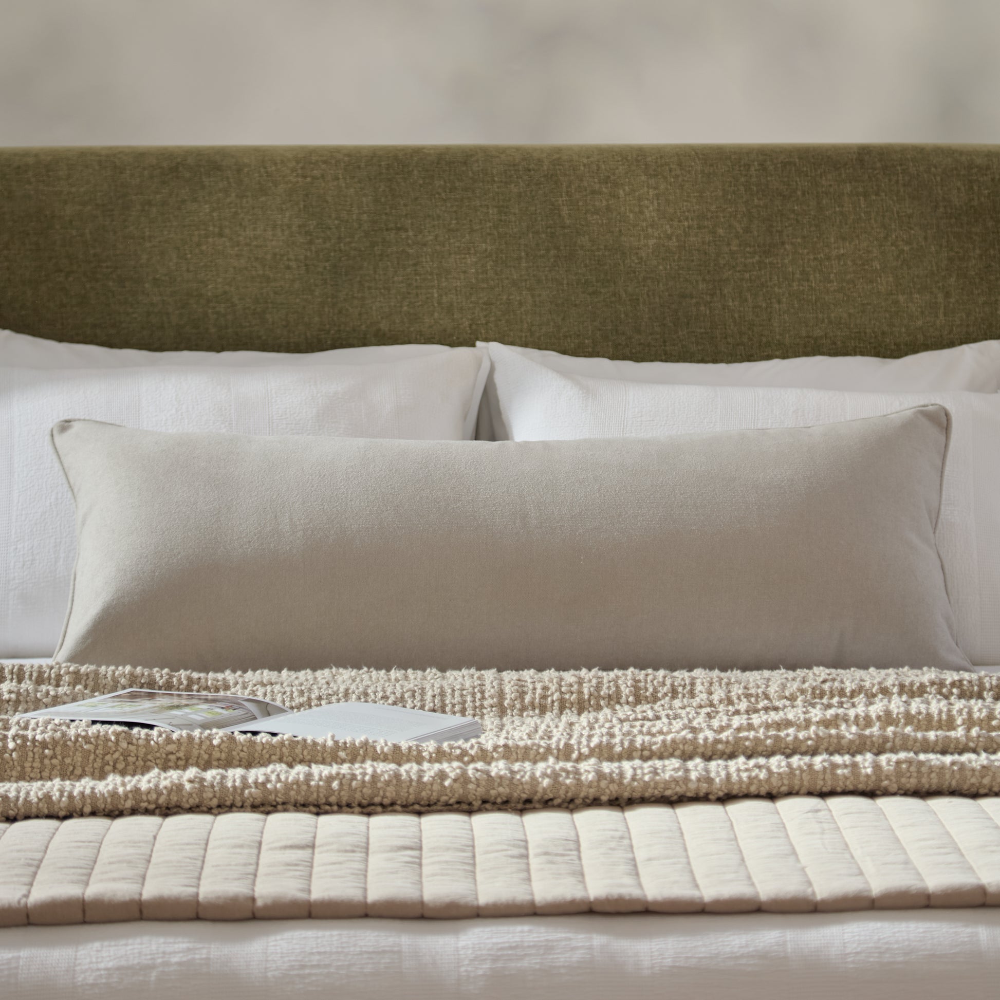 Alford 40x110cm Piped Edge Scatter Cushion Cover - Soft Beige - Laura James