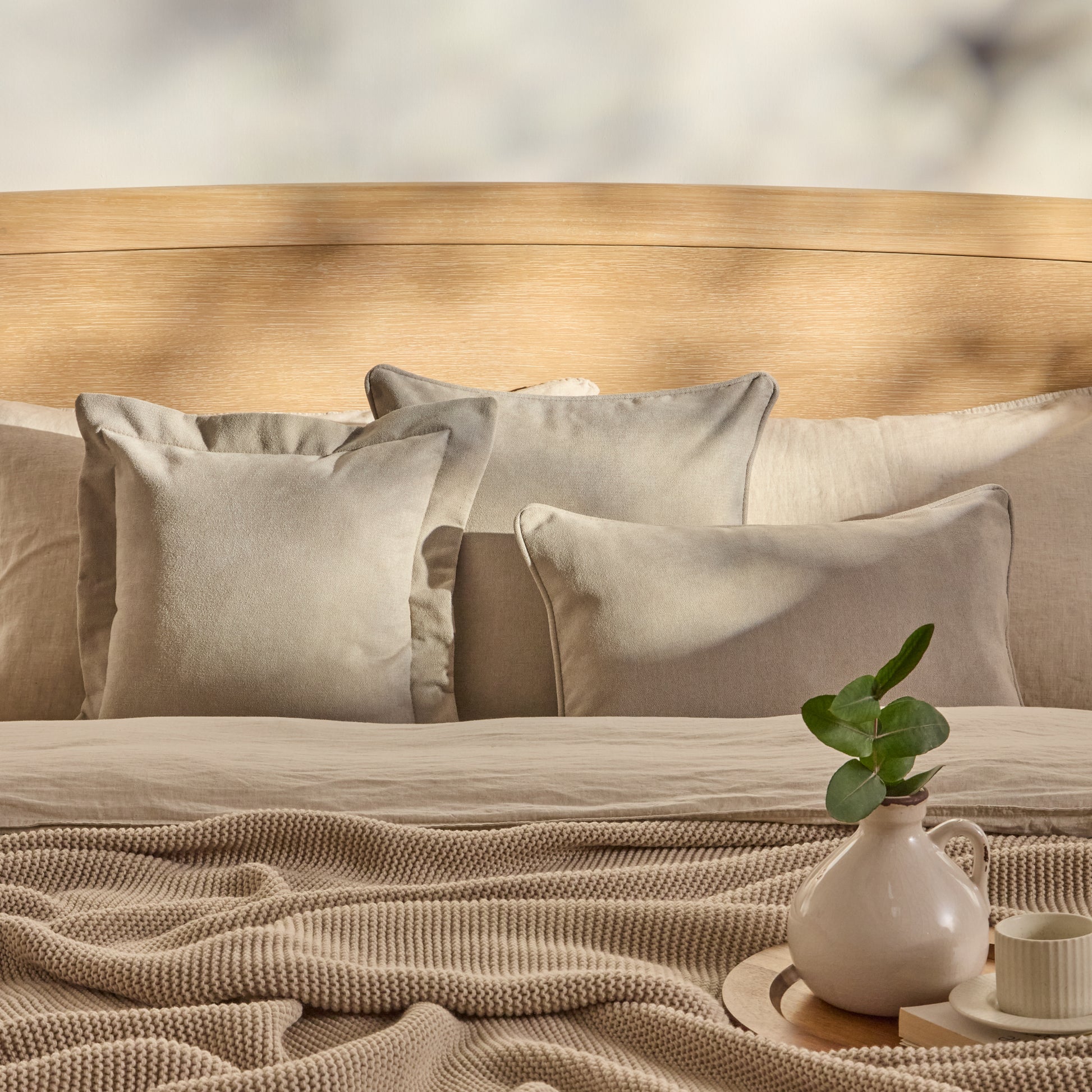 Alford 45x45cm Piped Edge Scatter Cushion Cover - Soft Beige - Laura James 