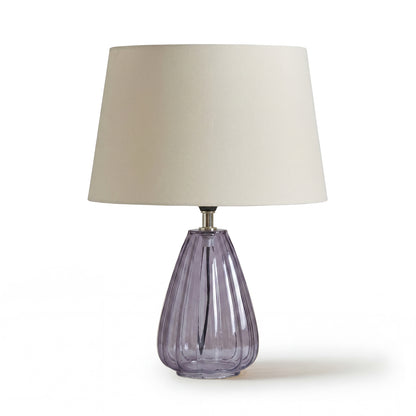Alma 23cm Smoke Grey Glass Lamp & Coningsby Snow White Cotton Lampshade - 30cm - Laura James
