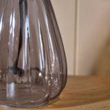 Alma 23cm Glass Lamp Base - Smoke Grey & Coningsby 30cm Cotton Lamp Shade - Snow White - Laura James 