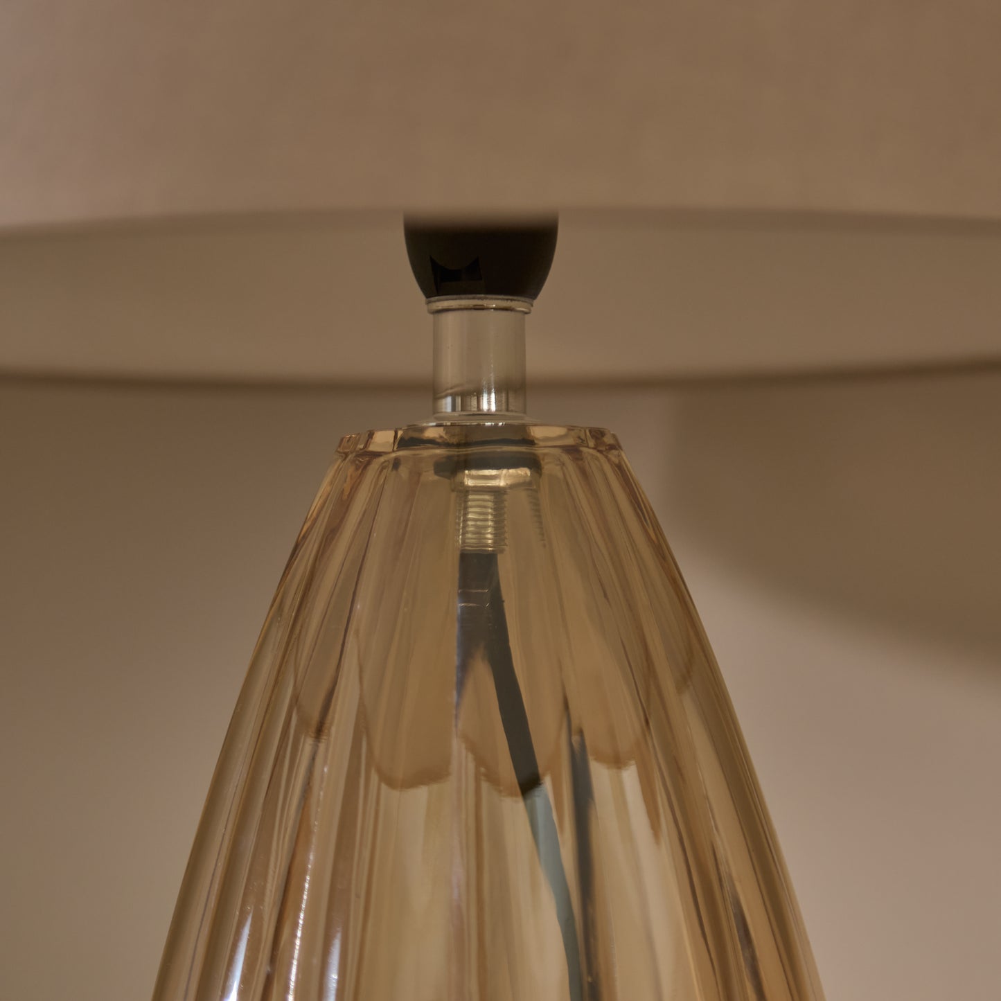 Alma 23cm Glass Lamp Base - Champagne & Coningsby 30cm Cotton Lamp Shade - Taupe - Laura James