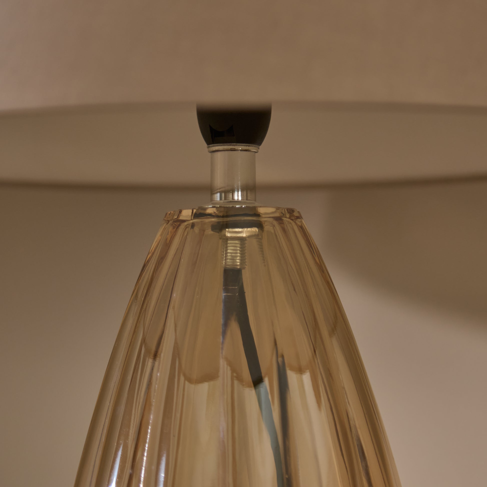 Alma 23cm Glass Lamp Base - Champagne & Coningsby 30cm Cotton Lamp Shade - Taupe - Laura James