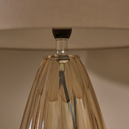 Alma 23cm Glass Lamp Base - Champagne & Coningsby 30cm Cotton Lamp Shade - Taupe - Laura James