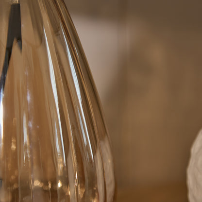 Alma 23cm Glass Lamp Base - Champagne & Coningsby 30cm Cotton Lamp Shade - Taupe - Laura James