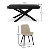 Amelia Black Dining Table Set - 6 Seater - Bella Boucle Dining Chairs - Black Legs-Laura James 