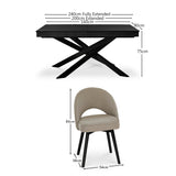 Amelia Black Wooden Dining Table Set - 6 Soft Beige Dining Chairs - Laura James 