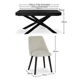 Amelia Black wooden Dining Table Set - 6 Seater - Freya Boucle Dining Chairs - Laura James 