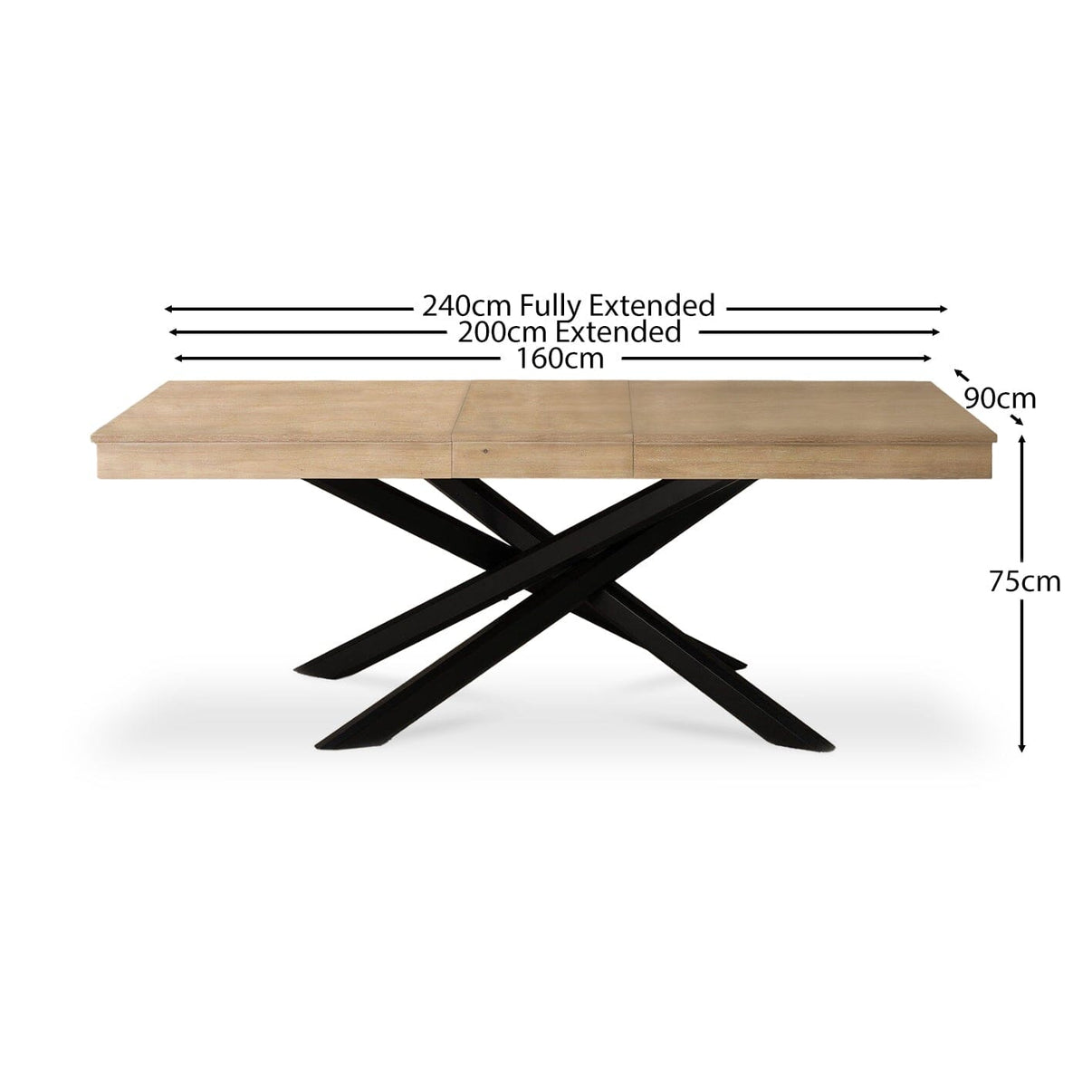 Amelia Pale Oak Extendable Dining Table with Black Oak Legs - Laura James