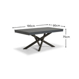 Amelia 6 Seater Concrete Garden Dining Table - Metal Legs - Dove Grey - Laura James