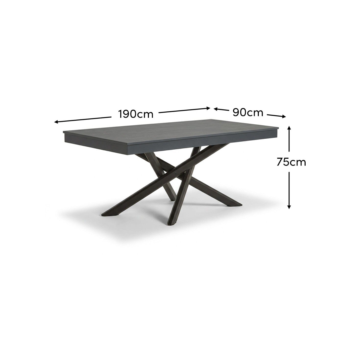 Amelia 6 Seater Concrete Garden Dining Table - Metal Legs - Dove Grey - Laura James