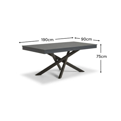 Amelia 6 Seater Concrete Garden Dining Table - Metal Legs - Dove Grey - Laura James