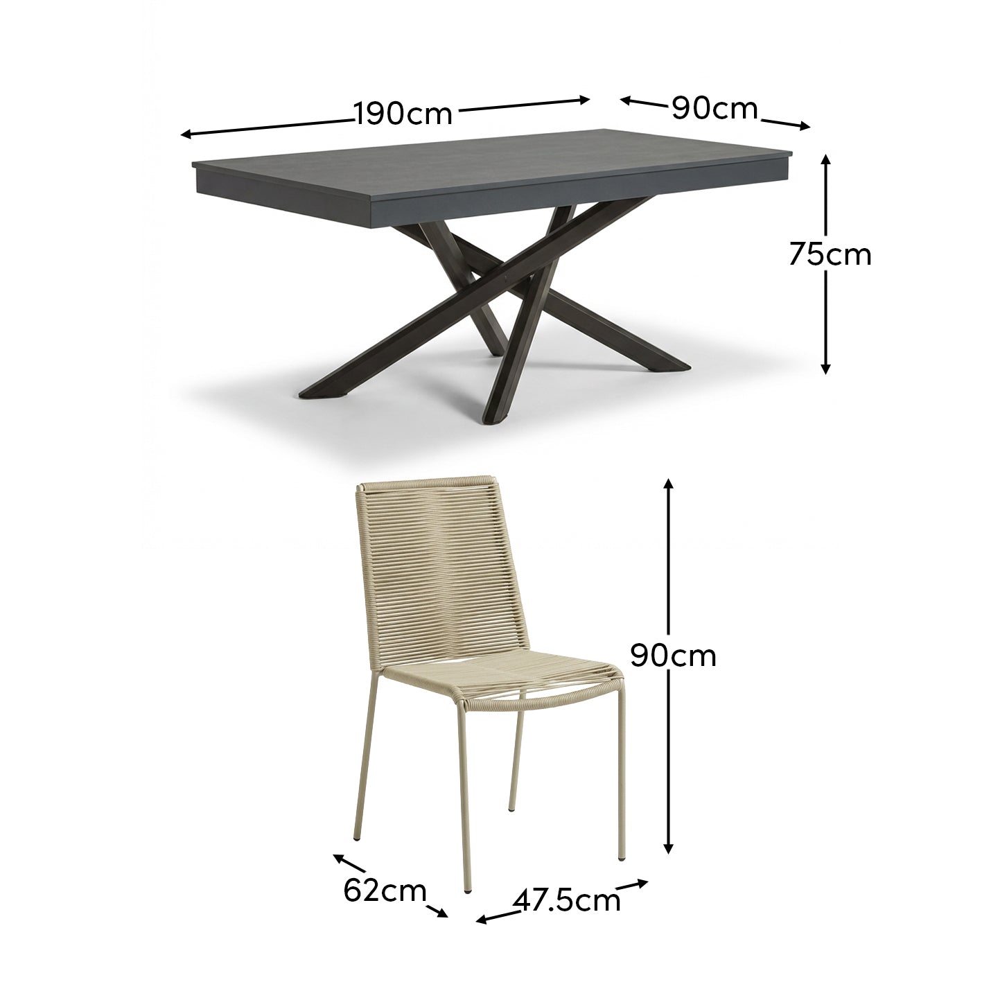 Amelia 6 Seater Dove Grey Concrete Garden Dining Set with Ryder Clay Chairs - Laura James