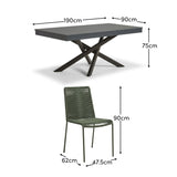 Amelia 6 Seater Dove Grey Concrete Garden Dining Set with Ryder Khaki Chairs - Laura James