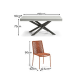 Amelia 6 Seater Pale Grey Concrete Garden Dining Set with Ryder Burnt Orange Chairs - Laura James