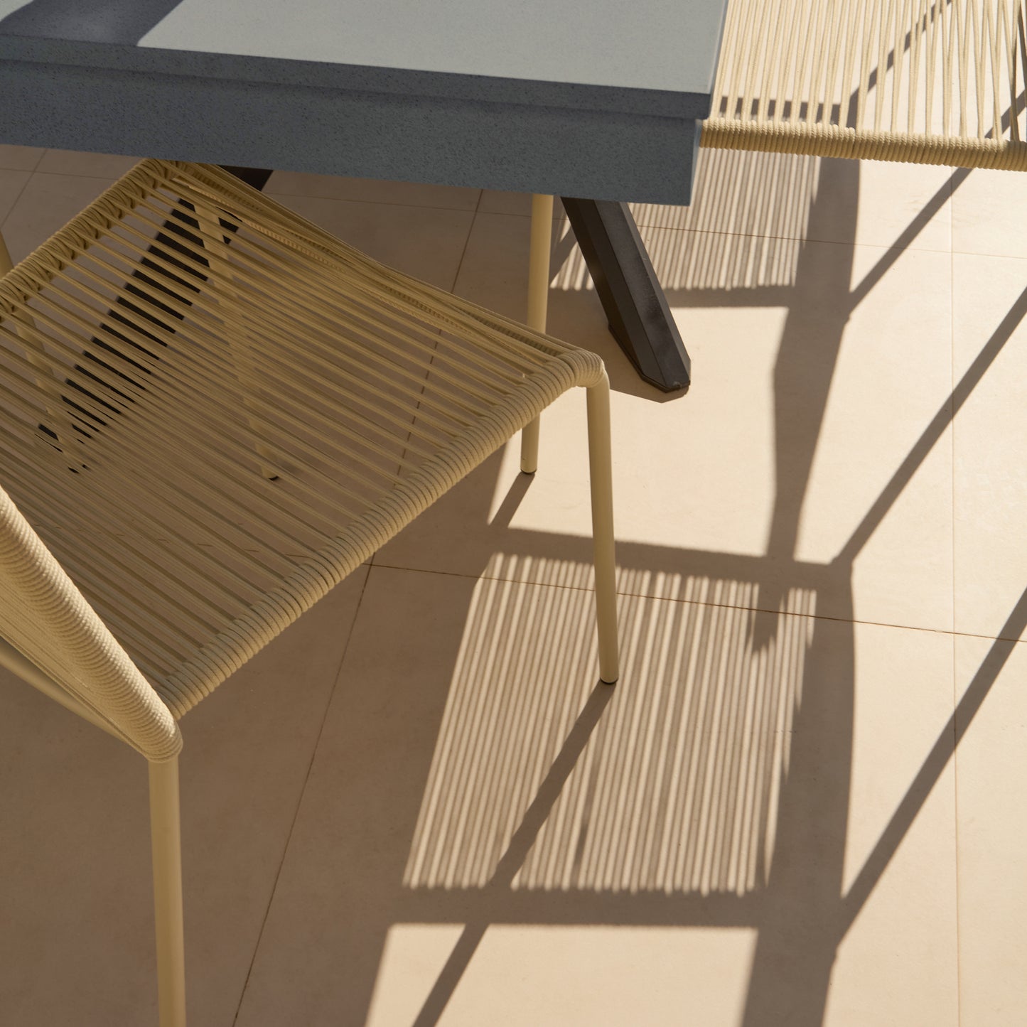 Amelia 6 Seater Dove Grey Concrete Garden Dining Set with Ryder Clay Chairs - Laura James