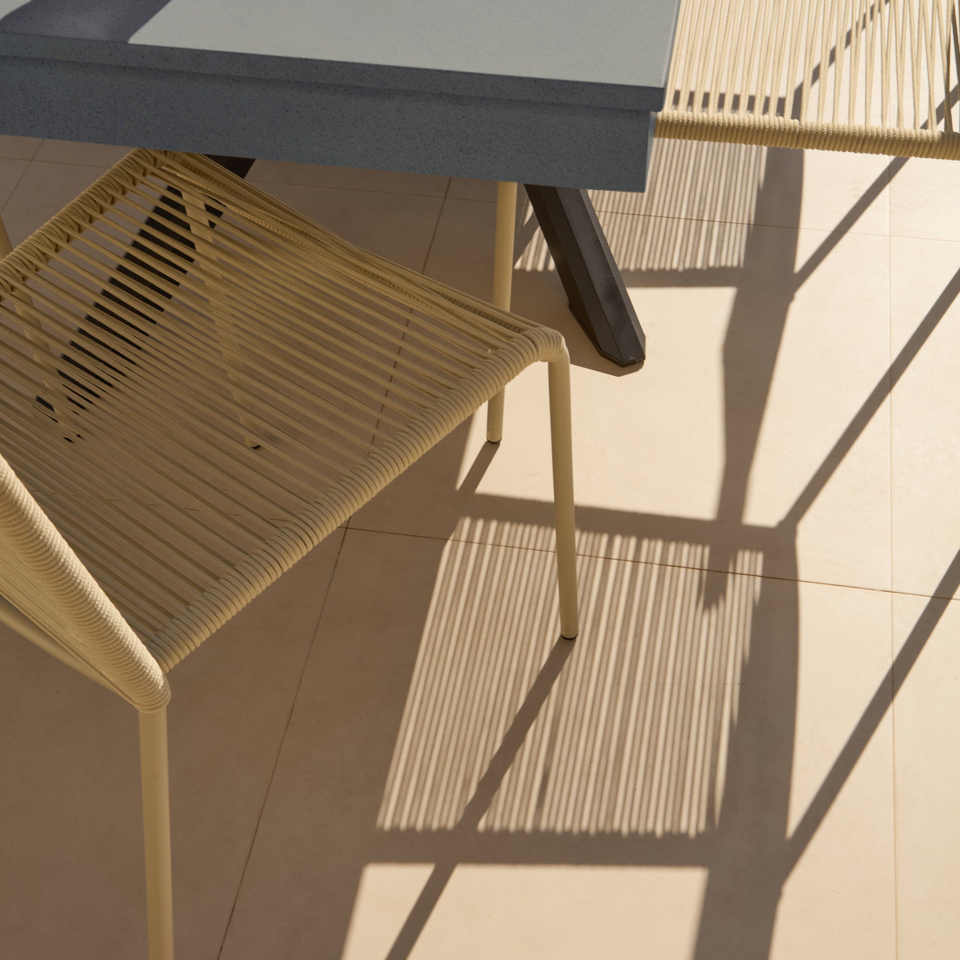 Amelia 6 Seater Dove Grey Concrete Garden Dining Set with Ryder Clay Chairs - Laura James