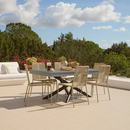 Amelia 6 Seater Dove Grey Concrete Garden Dining Set with Ryder Clay Chairs - Laura James